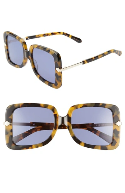 Shop Karen Walker Eden 53mm Square Sunglasses - Crazy Tortoise/ Blue