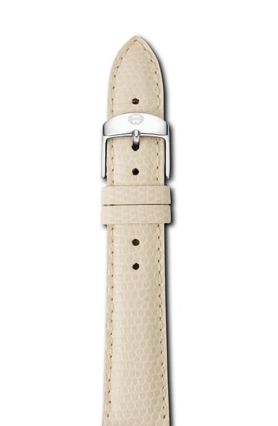 Shop Michele 18mm Lizardskin Watch Strap In Smoked Pearl