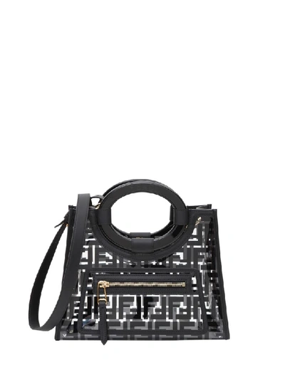 Shop Fendi Transparent Pvc Shopper In Nero