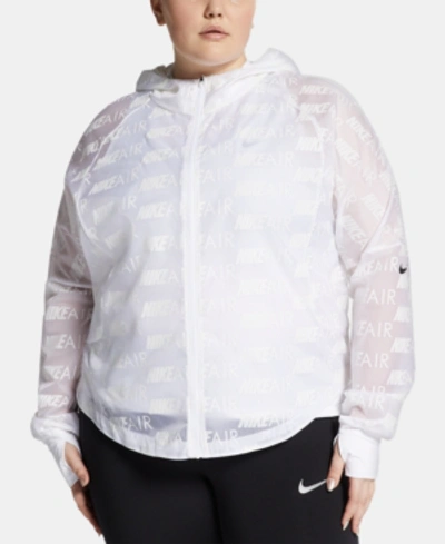 Nike Plus Size Air Hooded Running Jacket In White | ModeSens