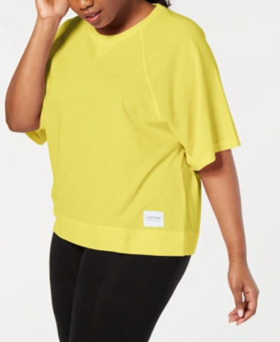 Shop Calvin Klein Performance Plus Size Relaxed Top In Lemon Chrome