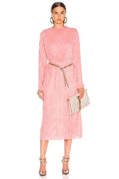 Shop Givenchy Pleated Long Dress In Pink