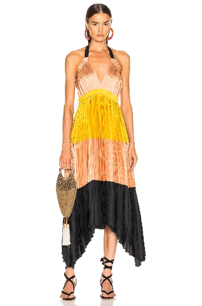 Shop Ulla Johnson Gisella Dress In Black,neutral,yellow,stripes In Marigold