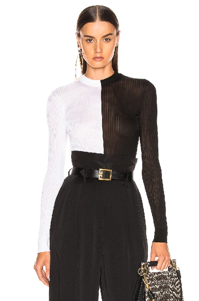 Shop Givenchy Colorblock Rib Sweater In Black & White