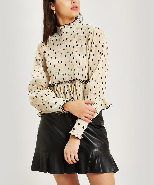 ganni polka dot top