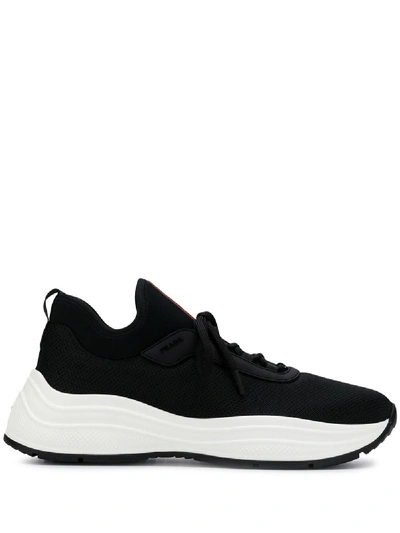 Shop Prada Americas Cup Sneakers In Nero+bianco