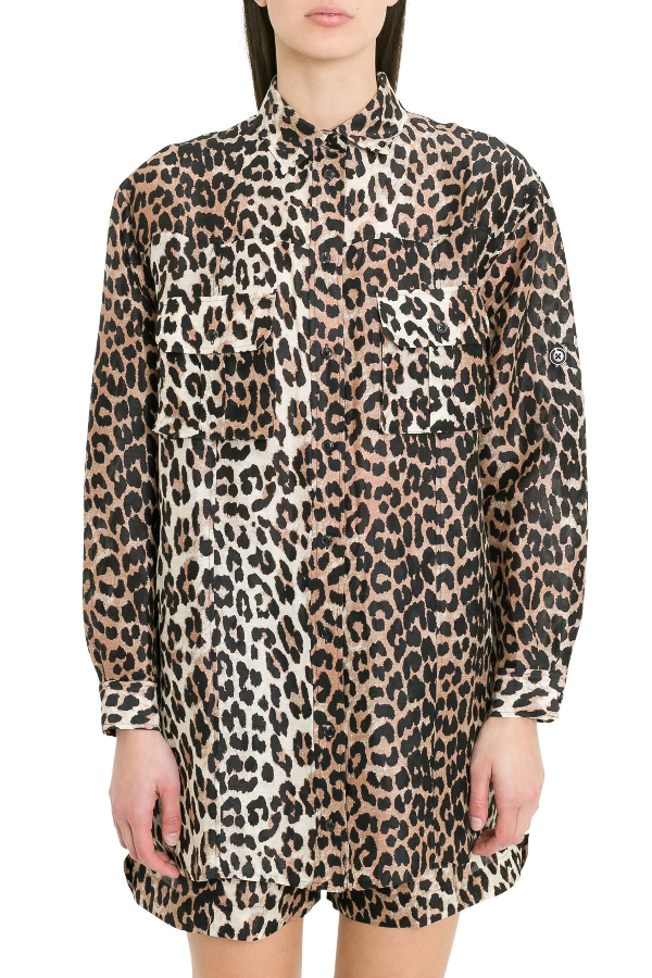 ganni cedar dress leopard