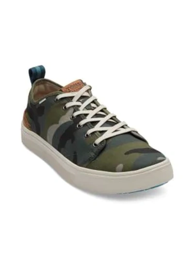Shop Toms Men's Travel Lite Camo Canvas Low-top Sneakers In Green