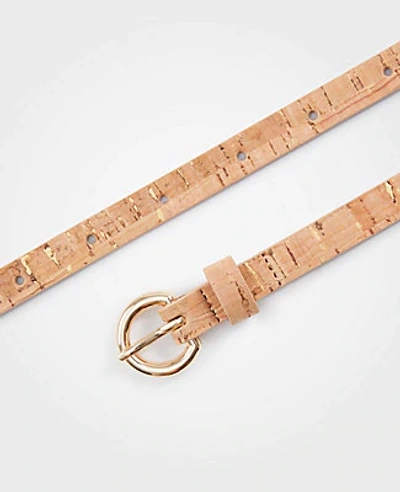 Shop Ann Taylor Cork Texture Skinny Belt In Natural