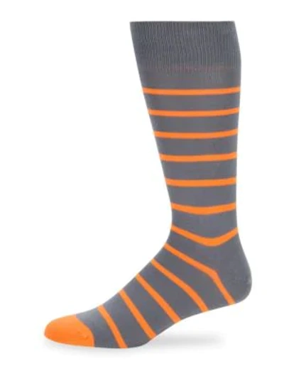 Shop Paul Smith Men's Neon Stripe Socks In Grey