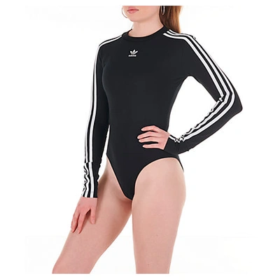 Adidas Originals Women's Originals 3-stripes Long-sleeve Bodysuit, Black |  ModeSens