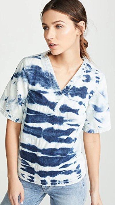 Shop Stella Mccartney Tie Dye V Neck Shirt In Light Blue