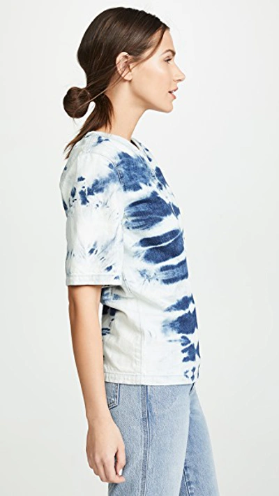 Shop Stella Mccartney Tie Dye V Neck Shirt In Light Blue