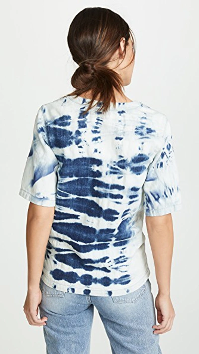 Shop Stella Mccartney Tie Dye V Neck Shirt In Light Blue