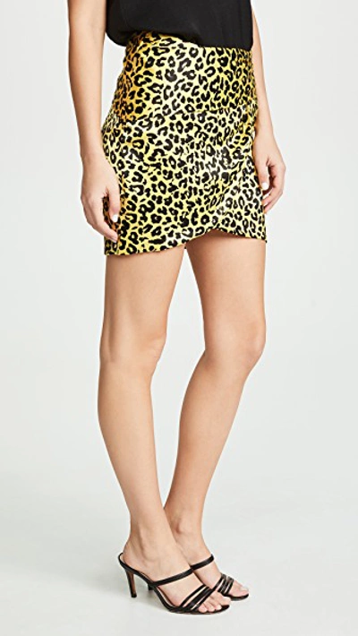 Shop Michelle Mason Wrap Mini Skirt In Neon Yellow Leopard