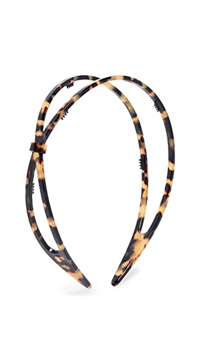 Shop Alexandre De Paris Hard Headband Black/brown Tortoise