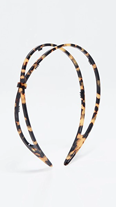 Shop Alexandre De Paris Hard Headband Black/brown Tortoise