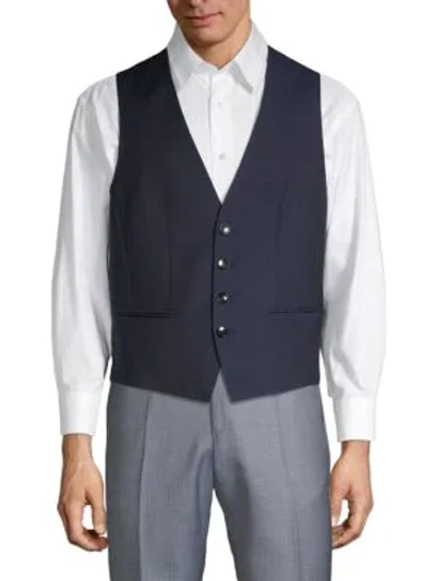 Shop Hugo Boss Men's Virgin Wool Vest In Navy