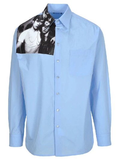 Shop Raf Simons Printed Shirt In Light Blue