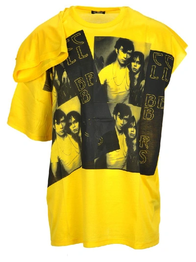 Shop Raf Simons Asymmetric Sleeve T-shirt In Yellow