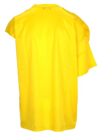 Shop Raf Simons Asymmetric Sleeve T-shirt In Yellow