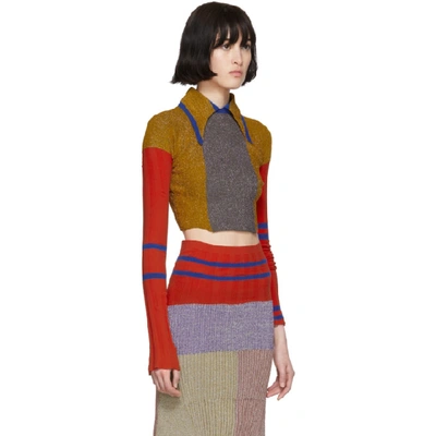 Shop Kiko Kostadinov Yellow And Red Knit Polo In Aubade & Ch