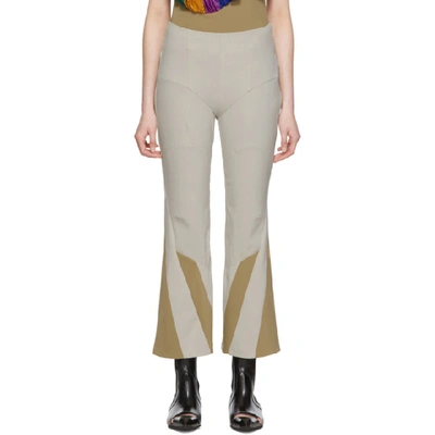 Shop Kiko Kostadinov Beige Slim Twisted Motorcycle Trousers In Smokey Quar