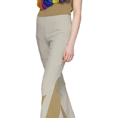 Shop Kiko Kostadinov Beige Slim Twisted Motorcycle Trousers In Smokey Quar