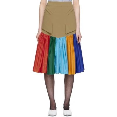 Shop Kiko Kostadinov Tan And Multicolor Fraser Skirt In Smokey Quar