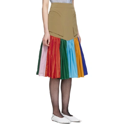 Shop Kiko Kostadinov Tan And Multicolor Fraser Skirt In Smokey Quar