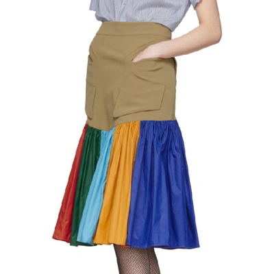 Shop Kiko Kostadinov Tan And Multicolor Fraser Skirt In Smokey Quar