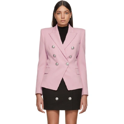 BALMAIN 粉色 GRAIN DE POUDRE 六扣西装外套