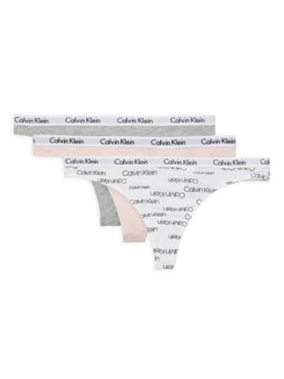 Shop Calvin Klein 3-pack Thong Panty In Grey