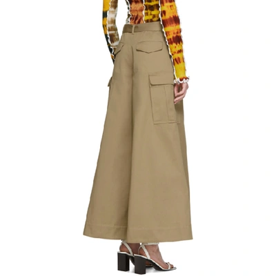 Shop Asai Tan Cargo Pocket Gown Trousers In Khaki