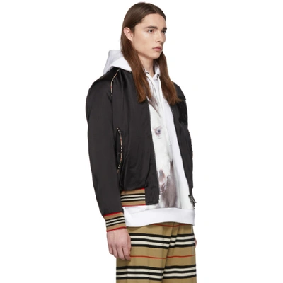 Shop Burberry Black Harlington Varsity Bomber Jacket