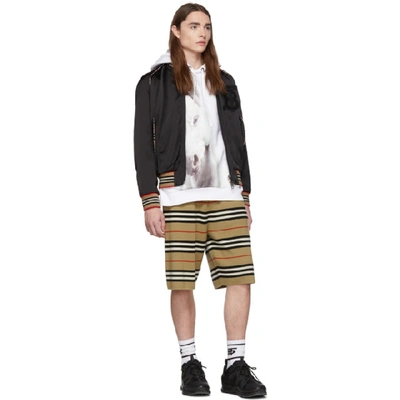 Shop Burberry Black Harlington Varsity Bomber Jacket