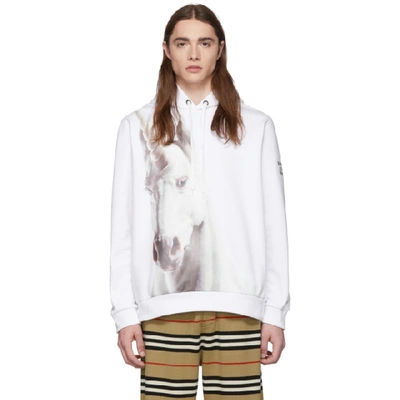 Shop Burberry White Unicorn Hoodie