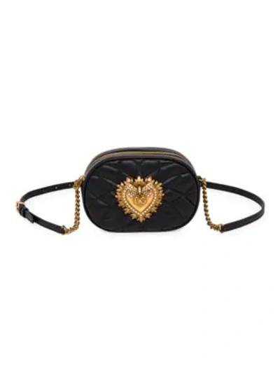 Shop Dolce & Gabbana Devotion Quilted Leather Camera Bag In Black