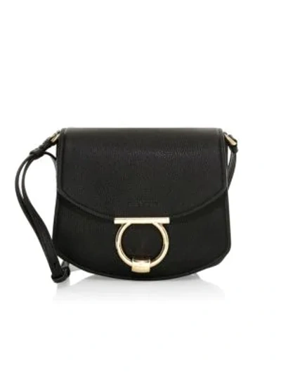 Shop Ferragamo Women's Small Margot Leather Saddle Bag In Black