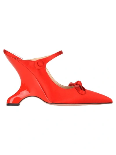 Shop Prada Satin Sandals In Red