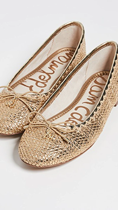 Shop Sam Edelman Falcon 2 Flats In Gold Stripe