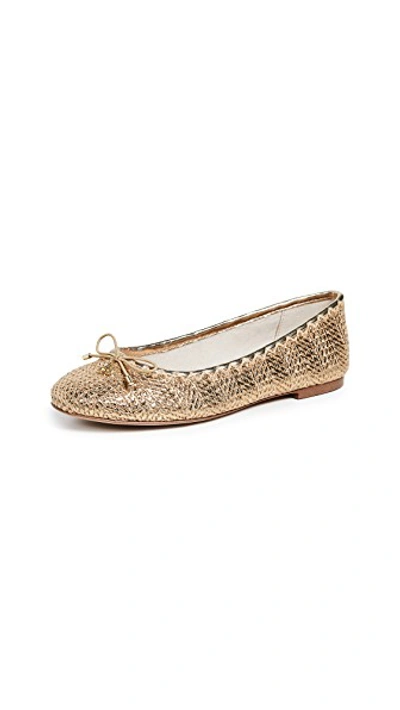 Shop Sam Edelman Falcon 2 Flats In Gold Stripe