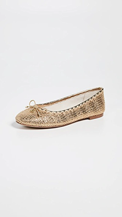 Shop Sam Edelman Falcon 2 Flats In Gold Stripe