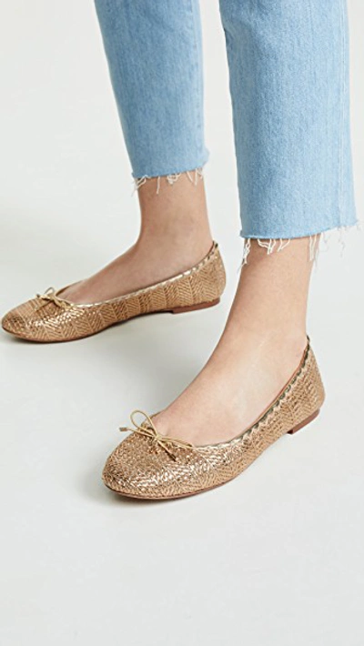 Shop Sam Edelman Falcon 2 Flats In Gold Stripe