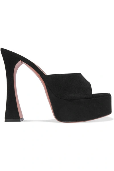 Shop Amina Muaddi Dalida Suede Platform Sandals In Black