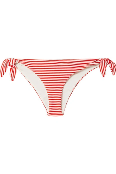 Shop Mara Hoffman Sita Striped Textured Bikini Briefs In Red
