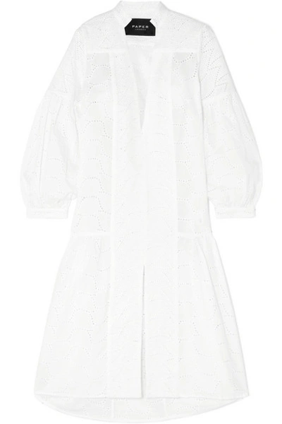 Shop Paper London Broderie Anglaise Cotton Midi Dress In White