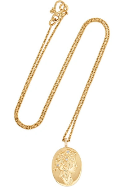 Shop Sophie Bille Brahe Camelia 18-karat Gold Diamond Necklace