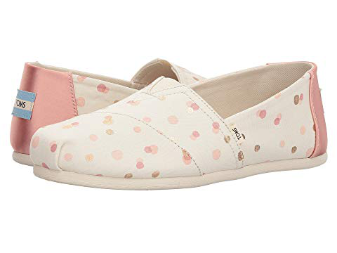 toms pale blush metallic dots