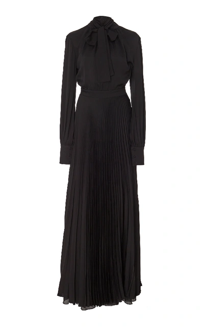 Shop Andres Otalora Maria Silk Long Sleeve Dress In Black